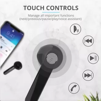 TRUST Primo Touch Brezžične slušalke Bluetooth - črne