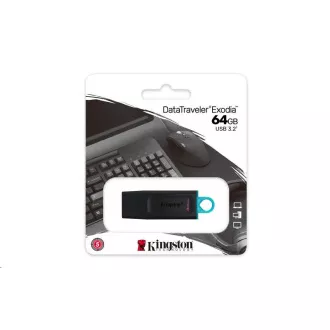 Kingstonov bliskovni disk 64 GB USB3.2 Gen 1 DataTraveler Exodia (črna   teal)