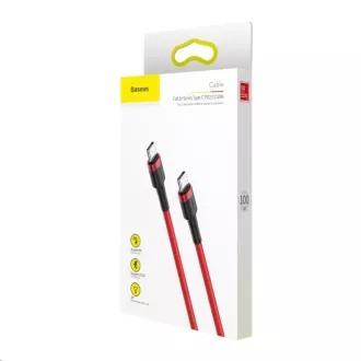 Baseus Cafule Series USB-C na USB-C PD2.0 60W Flash kabel za polnjenje/podatke, 1 m, rdeč