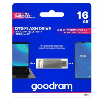 GOODRAM Flash disk 16 GB ODA3, USB 3.2, srebrn