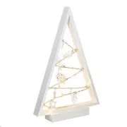 Solight LED leseno božično drevo z okraski, 15LED, naravni les, 37cm, 2x AA