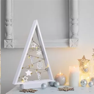 Solight LED leseno božično drevo z okraski, 15LED, naravni les, 37cm, 2x AA Solight LED leseno božično drevo z okraski, 15LED, naravni les, 37cm, 2x AA