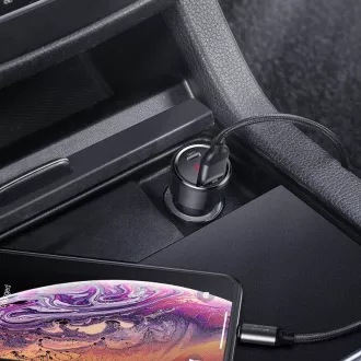 Baseus Magic Series PPS Digital Display Dvojni avtomobilski adapter USB-A QC   USB-C PD 45W, črn