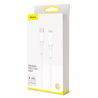 Baseus Mini beli kabel Type-C do iP PD 18W 1m Bela Baseus Mini beli kabel Type-C do iP PD 18W 1m Bela