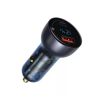 Baseus Particular Digital Display Dvojni avtomobilski adapter USB-A QC   USB-C 65W, siv