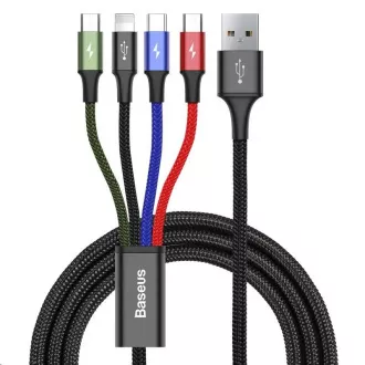 Baseus kabel za hitro polnjenje / prenos podatkov 4v1 Lightning   2* USB-C   Micro USB 3, 5A 1, 2 m, črn