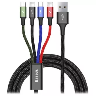 Baseus kabel za hitro polnjenje / prenos podatkov 4v1 2* Lightning USB-C Micro USB 3, 5A 1, 2 m, črn Baseus kabel za hitro polnjenje / prenos podatkov 4v1 2* Lightning USB-C Micro USB 3, 5A 1, 2 m, črn
