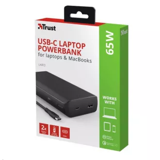 TRUST Powerbank Laro, 65W, 20000 mAh, USB-C - za prenosne računalnike, prenosnike, MAC TRUST Powerbank Laro, 65W, 20000 mAh, USB-C - za prenosne računalnike, prenosnike, MAC