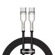 Baseus Cafule Series kabel za polnjenje/podatke USB-C moški do USB-C moški s kovinskimi končnimi pokrovčki 100W 1m, črn