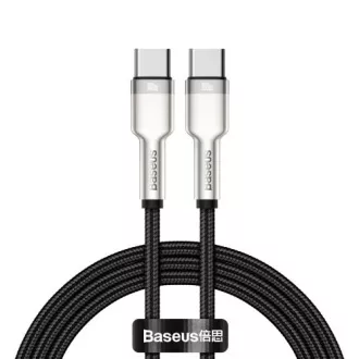 Baseus Cafule Series kabel za polnjenje/podatke USB-C moški do USB-C moški s kovinskimi končnimi pokrovčki 100W 1m, črn
