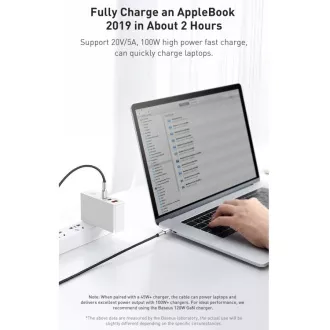 Baseus Cafule Series kabel za polnjenje/podatke USB-C moški do USB-C moški s kovinskimi končnimi pokrovčki 100W 1m, črn