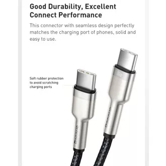 Baseus Cafule Series kabel za polnjenje/podatke USB-C moški do USB-C moški s kovinskimi končnimi pokrovčki 100W 1m, črn