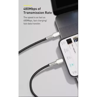 Baseus Cafule Series Polnilni/podatkovni kabel USB-C z Lightning PD 20W 0,25 m, črn
