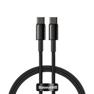 Baseus Tungsten Gold USB-C na USB-C 100W 2m kabel za hitro polnjenje / prenos podatkov, črn
