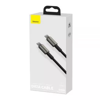 Baseus Tungsten Gold USB-C na USB-C 100W 2m kabel za hitro polnjenje / prenos podatkov, črn