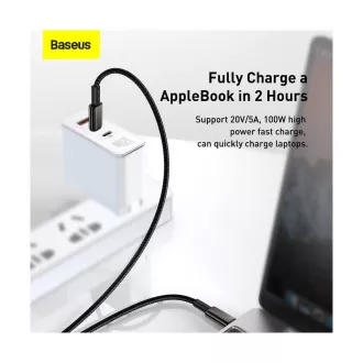 Baseus Tungsten Gold USB-C na USB-C kabel za hitro polnjenje / prenos podatkov 100W 1m, črn
