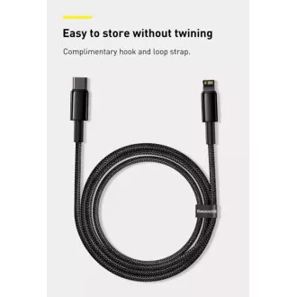Baseus Tungsten Gold Kabel za hitro polnjenje / prenos podatkov USB-C z Lightning PD 20W 2m, črn