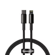 Baseus Tungsten Gold Kabel za hitro polnjenje / prenos podatkov USB-C z Lightning PD 20W 1m, črn