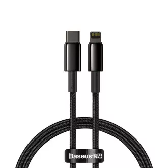 Baseus Tungsten Gold Kabel za hitro polnjenje / prenos podatkov USB-C z Lightning PD 20W 1m, črn
