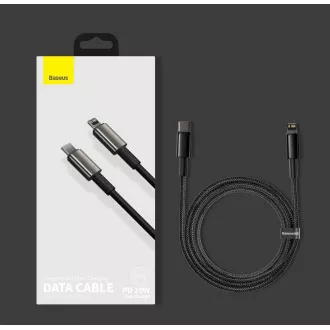 Baseus Tungsten Gold Kabel za hitro polnjenje / prenos podatkov USB-C z Lightning PD 20W 1m, črn