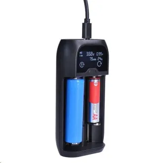 Solight polnilec baterij Li-Ion, LiFePO4, Ni-MH/CD, AA, AAA, 18650, 2000 mA, 2 kanala, LCD zaslon