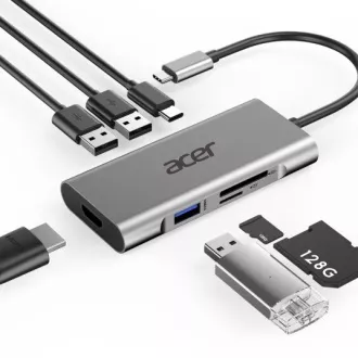 ACER 7v1 tip C: 3 x USB3.0, 1 x HDMI, 1 x pd tipa C, 1 x bralnik kartic sd, 1 x bralnik kartic tf