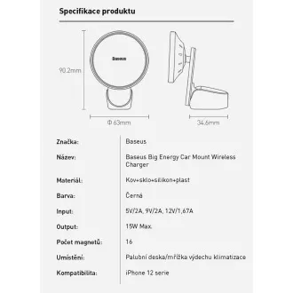 Baseus Big Energy Holder z brezžičnim polnjenjem 15 W črn (združljiv z Apple iPhone 12 Series) Baseus Big Energy Holder z brezžičnim polnjenjem 15 W črn (združljiv z Apple iPhone 12 Series)