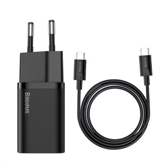 Baseus Super Si hitri polnilec 1C 25W EU   kabel Type-C/Type-C 3A 1m črn