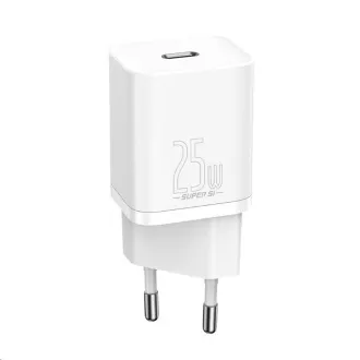 Baseus Super Si hitri polnilec 1C 25W EU   kabel Type-C/Type-C 3A 1m bela