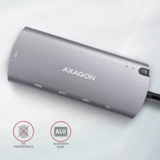 AXAGON HMC-6M2, vozlišče USB 3.2 Gen 1, vrata 2x USB-A, HDMI, RJ-45 GLAN, reža SATA M.2, PD 100 W, kabel USB-C 18 cm