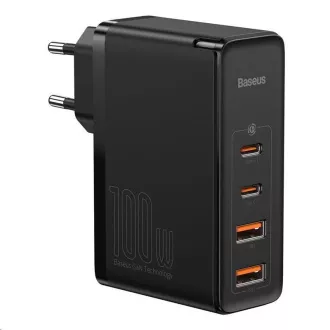 Baseus GaN2 Pro adapter za hitro polnjenje 2x Type-C   2x USB-A 100W črn