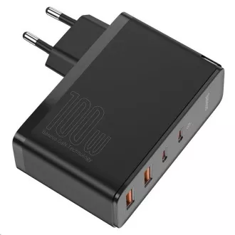Baseus GaN2 Pro adapter za hitro polnjenje 2x Type-C   2x USB-A 100W črn