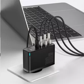 Baseus GaN2 Pro adapter za hitro polnjenje 2x Type-C   2x USB-A 100W črn