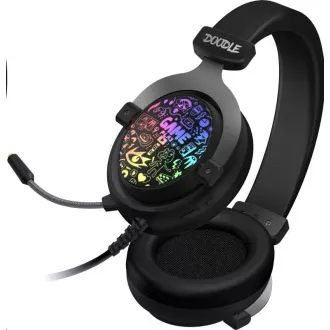 CONNECT IT DOODLE RGB gaming slušalke z mikrofonom, 2xJack USB, črne