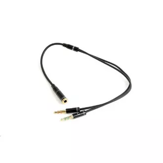 GEMBIRD Vtič 3, 5 mm (4-polni) za 2x3, 5 mm F/M, kovinski priključki, 20 cm, črn