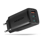 AXAGON ACU-DPQ65, omrežni polnilec GaN 65 W, 3 vhodi (USB-A   dvojni USB-C), PD3.0/QC4 /PPS/Apple, črn