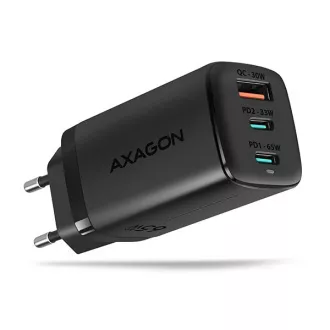 AXAGON ACU-DPQ65, omrežni polnilec GaN 65 W, 3 vhodi (USB-A dvojni USB-C), PD3.0/QC4 /PPS/Apple, črn AXAGON ACU-DPQ65, omrežni polnilec GaN 65 W, 3 vhodi (USB-A dvojni USB-C), PD3.0/QC4 /PPS/Apple, črn