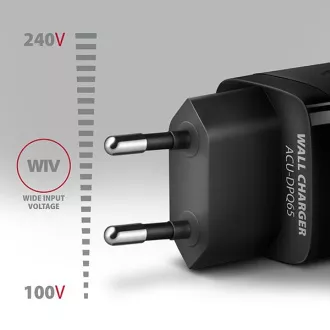 AXAGON ACU-DPQ65, omrežni polnilec GaN 65 W, 3 vhodi (USB-A dvojni USB-C), PD3.0/QC4 /PPS/Apple, črn AXAGON ACU-DPQ65, omrežni polnilec GaN 65 W, 3 vhodi (USB-A dvojni USB-C), PD3.0/QC4 /PPS/Apple, črn
