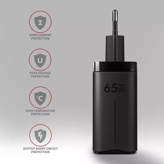 AXAGON ACU-DPQ65, omrežni polnilec GaN 65 W, 3 vhodi (USB-A dvojni USB-C), PD3.0/QC4 /PPS/Apple, črn AXAGON ACU-DPQ65, omrežni polnilec GaN 65 W, 3 vhodi (USB-A dvojni USB-C), PD3.0/QC4 /PPS/Apple, črn