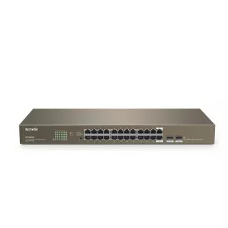 Tenda TEG1024F - 22-port Gigabit Ethernet Switch + 2x Combo SFP/RJ45, 10/100/1000 Mbps, Fanless, Rackmount, Kov - Razpakirano