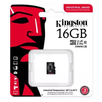 Kingstonova kartica MicroSDHC 16 GB Industrial C10 A1 pSLC v enem paketu