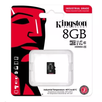 Kingstonova kartica MicroSDHC 8 GB Industrial C10 A1 pSLC v enem paketu