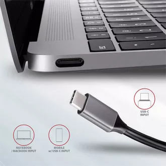AXAGON HMC-5, vozlišče USB 3.2 Gen 1, 2x vrata USB-A, HDMI, reža za SD/microSD, PD 100 W, kabel USB-C 20 cm