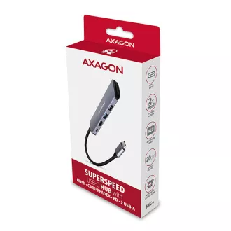 AXAGON HMC-5, vozlišče USB 3.2 Gen 1, 2x vrata USB-A, HDMI, reža za SD/microSD, PD 100 W, kabel USB-C 20 cm