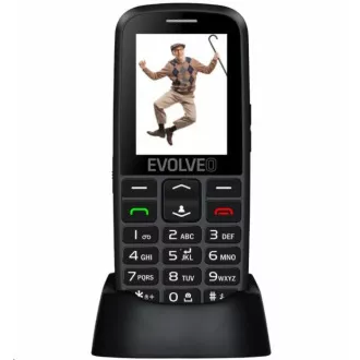 EVOLVEO EasyPhone EG, mobilni telefon za starejše s stojalom za polnjenje, črn