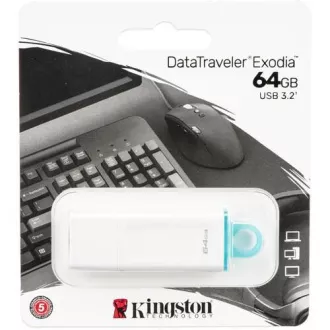 Kingstonov bliskovni disk 64 GB USB3.2 Gen 1 DataTraveler Exodia (bela   teal)