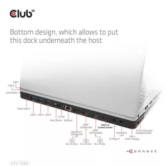 Club3D USB-C, trojni zaslon DP Alt mode Displaylink Dynamic PD Charging Dock s 120 W PS