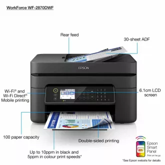 EPSON črnilo za tiskalnik WorkForce WF-2870, A4, 5760x1440 dpi, 33 strani na minuto, USB, WiFi, LAN, LCD