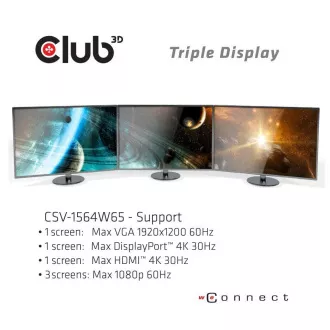 Club3D Priključna postaja USB-C s trojnim zaslonom Dynamic PD napajalnik, 65 W
