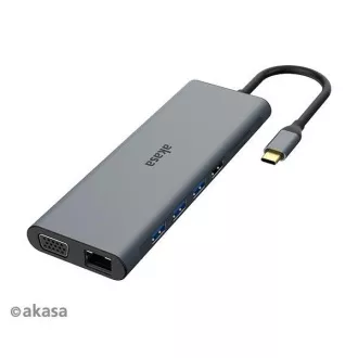 AKASA Priključna postaja USB-C 14v1, USB-C (napajanje podatki), USB 2.0, 2xHDMI, VGA, RJ45, USB 3.2, bralnik kartic, 3, 5 mm priključek AKASA Priključna postaja USB-C 14v1, USB-C (napajanje podatki), USB 2.0, 2xHDMI, VGA, RJ45, USB 3.2, bralnik kartic, 3, 5 mm priključek